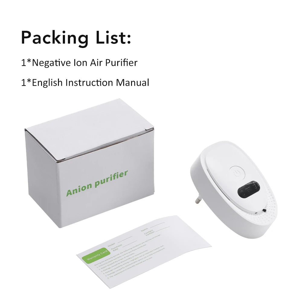Purificateur d'air enfichable ioniseur d'ions négatifs purificateur d'air pour la maison fonctionnement silencieux ioniseur Mini purificateur d'air déodorant de toilette