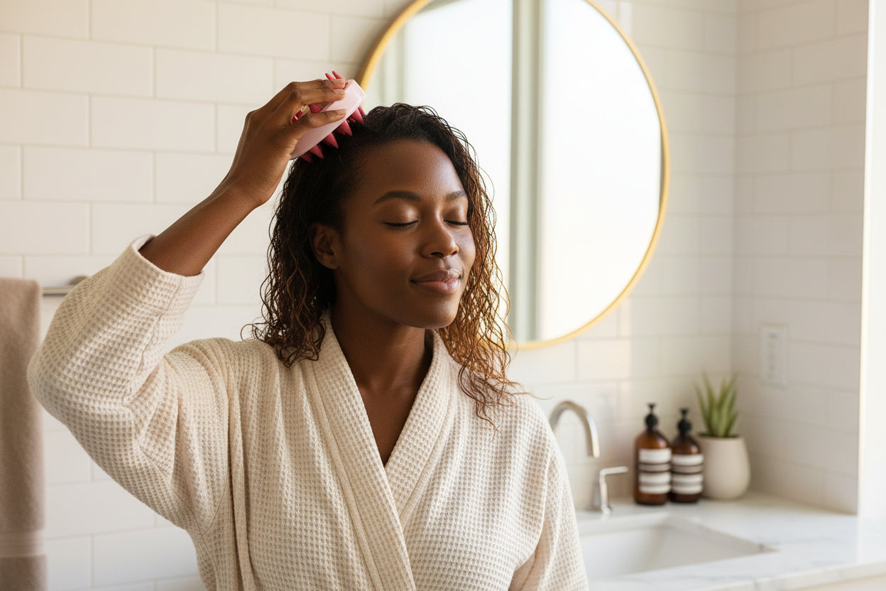 Brosse de Énergie du Cuir oral elu en Silicone, Peigne à Poignée Magique, Spa