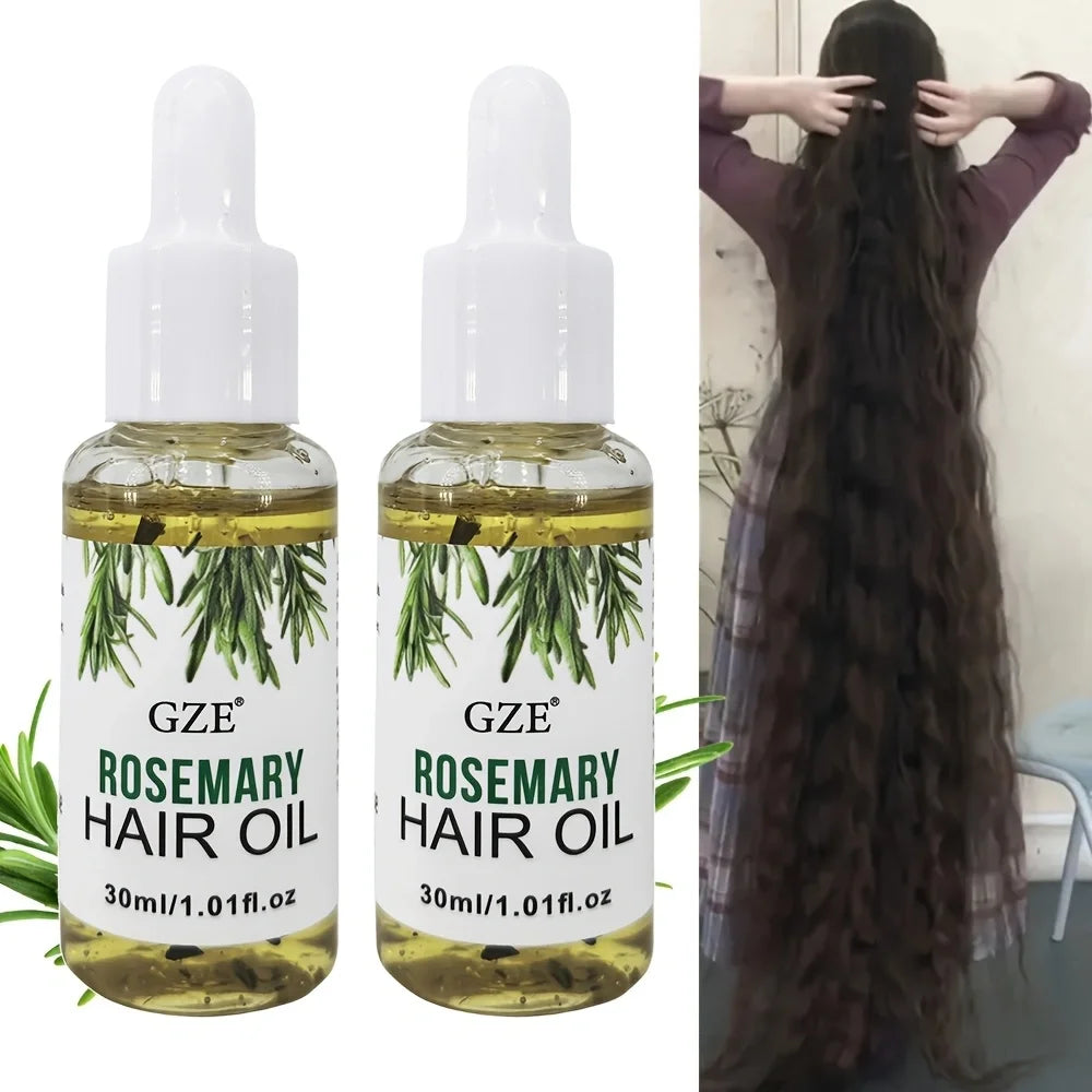 Huile de romarin GZE pour cheveux, huile capillaire au romarin pour le cuir chevelu, tous types et textures |   Cheveux raides, ondulés et traités chimiquement : fortifiant