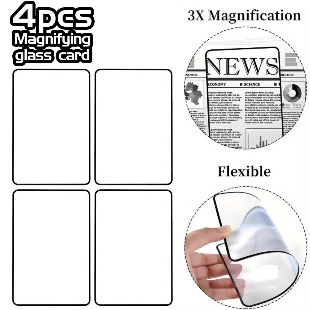 Loupe de lecture portable 1/2/4 pièces, loupe de page légère et flexible, grossissement 3X, idéale pour les personnes âgées