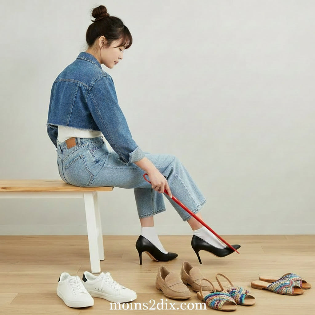 Cornes de chaussures en plastique extra longues, flexibles, ne nécessitent pas de bois, cuillères à chaussures durables pour femmes enceintes portant des fourmis de repos, 1 pièce