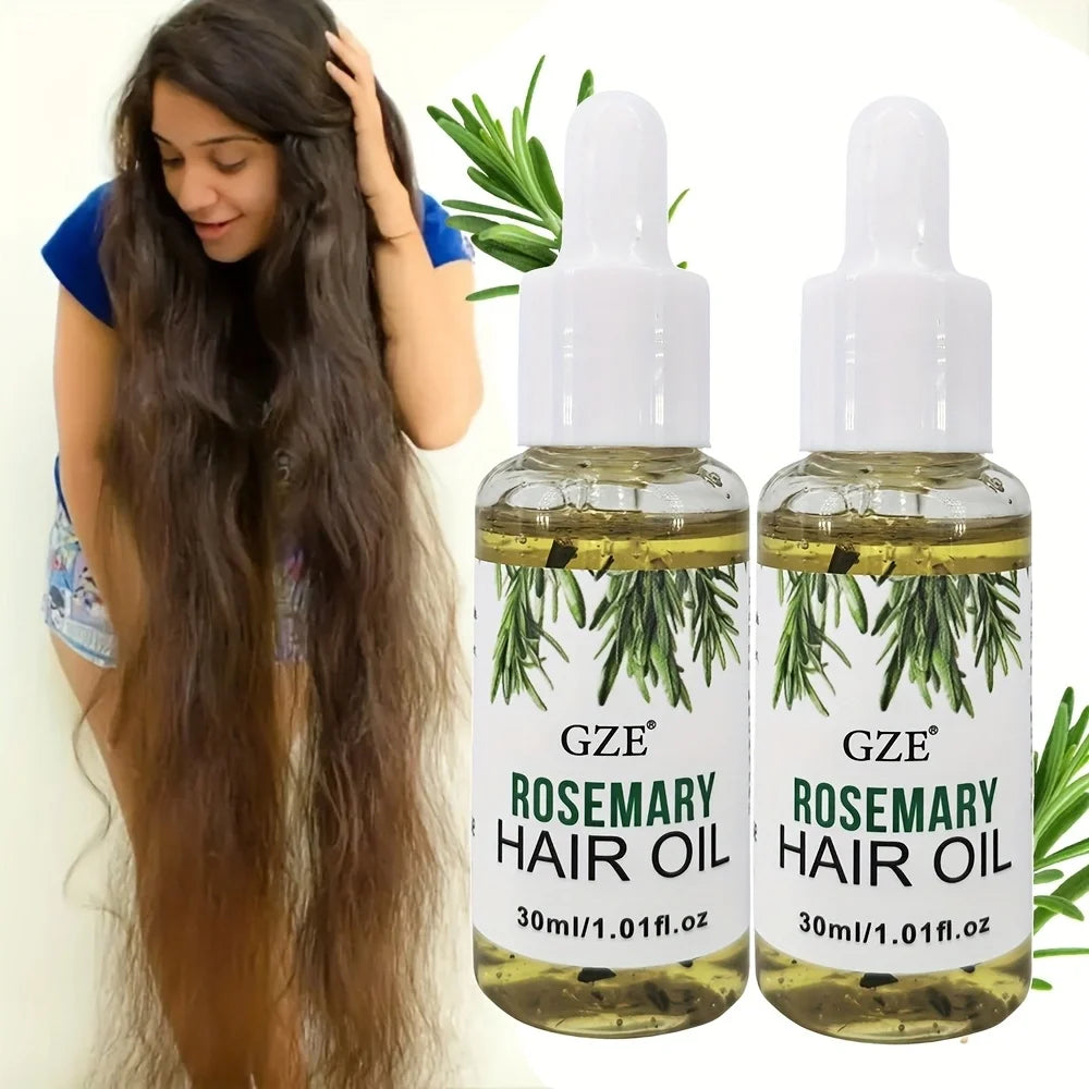 Huile de romarin GZE pour cheveux, huile capillaire au romarin pour le cuir chevelu, tous types et textures |   Cheveux raides, ondulés et traités chimiquement : fortifiant