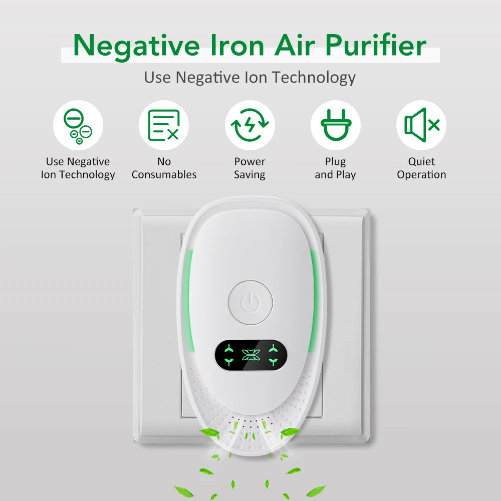 Purificateur d'air enfichable ioniseur d'ions négatifs purificateur d'air pour la maison fonctionnement silencieux ioniseur Mini purificateur d'air déodorant de toilette