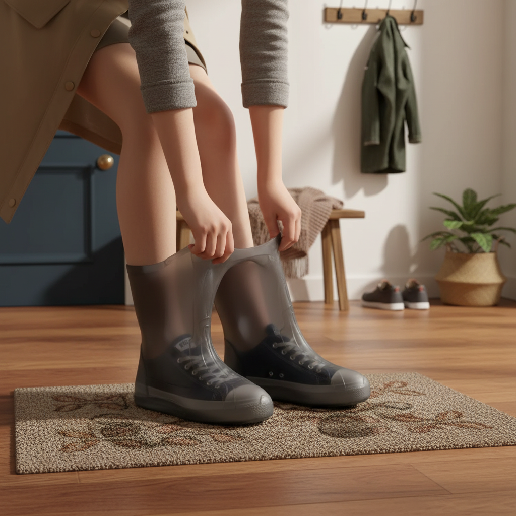 1 paire de couvre-chaussures imperméables en Silicone, en caoutchouc résistant aux lèvres, équipement de pluie, accessoires pour les jours de pluie en plein air