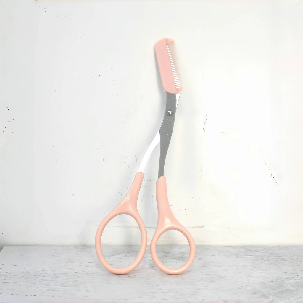 Ciseaux de coupe de sourcils roses avec peigne intégré - acier inoxydable, outil de toilettage précis, créant des sourcils parfaits