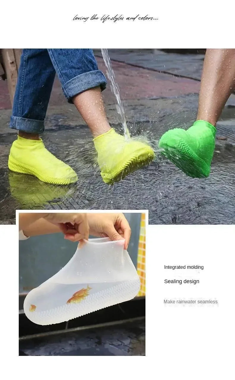 1 paire de couvre-chaussures imperméables en Silicone, en caoutchouc résistant aux lèvres, équipement de pluie, accessoires pour les jours de pluie en plein air