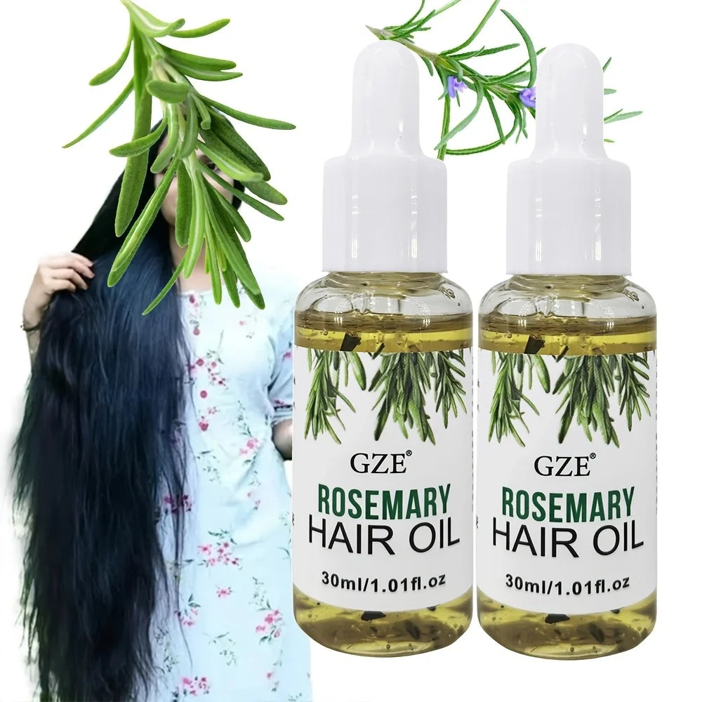 Huile de romarin GZE pour cheveux, huile capillaire au romarin pour le cuir chevelu, tous types et textures |   Cheveux raides, ondulés et traités chimiquement : fortifiant