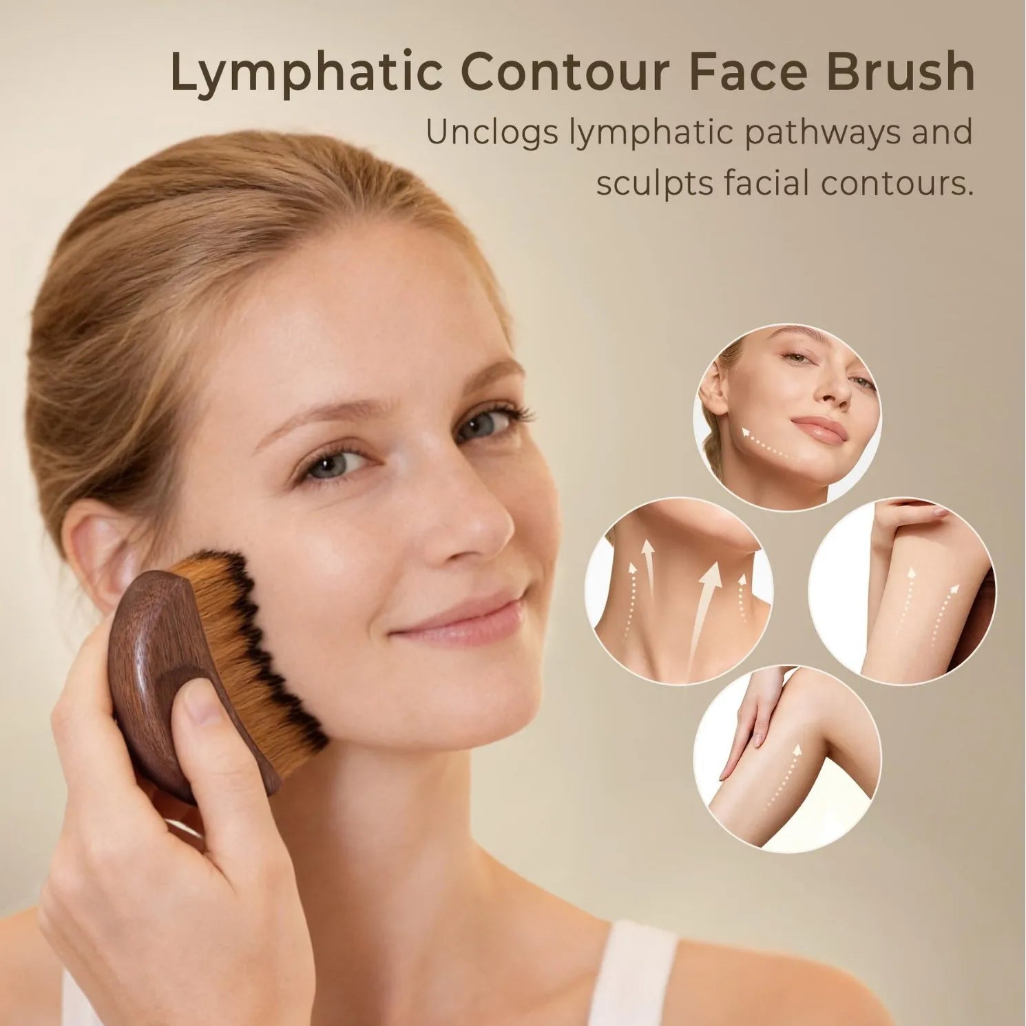 Brosse de massage lymphatique pour le visage, le menton et la mâchoire – Masseur à brossage à sec pour le drainage lymphatique et le soulagement de la fatigue faciale