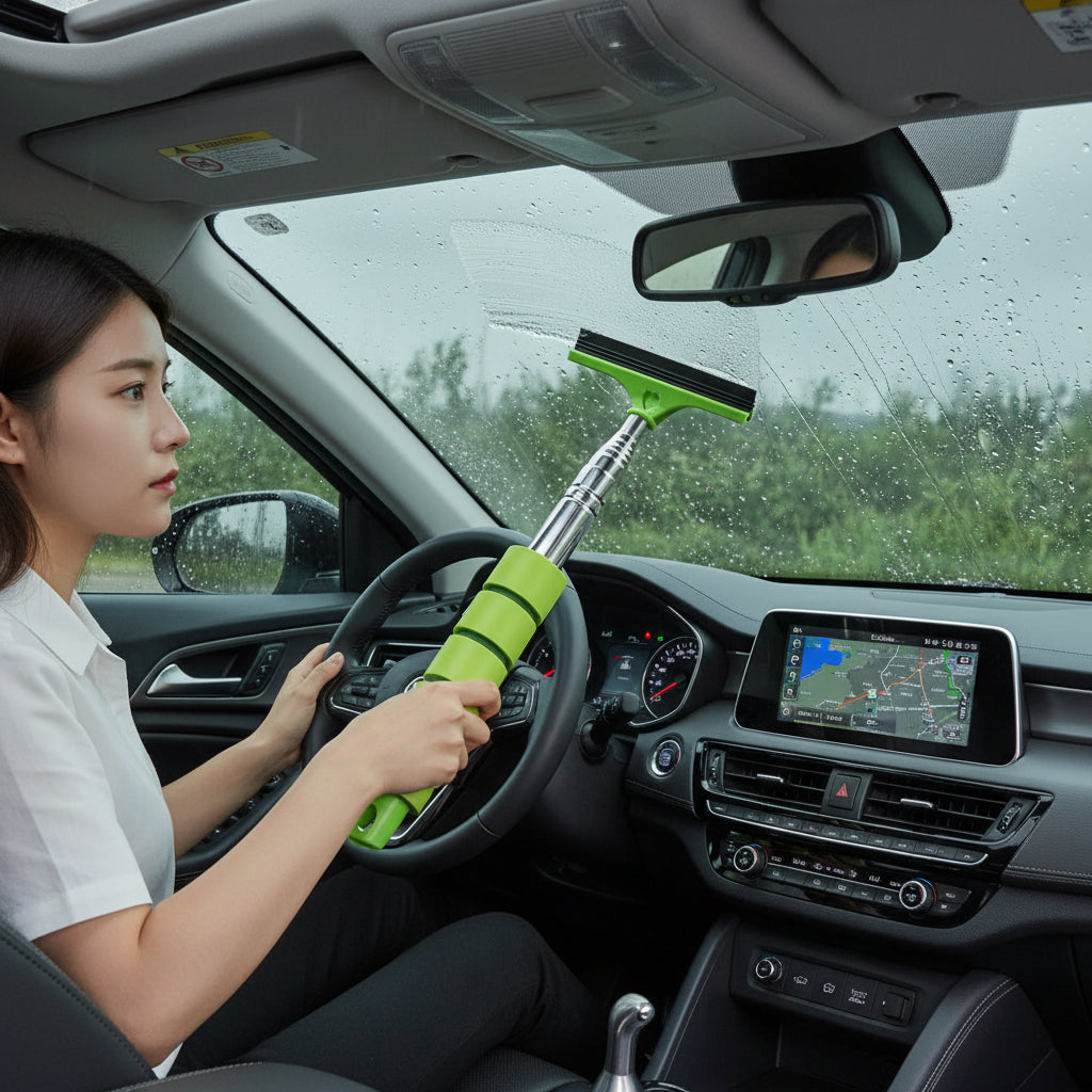 Outil de nettoyage d'essuie-glace de rétroviseur de voiture, nettoyeur de brume de verre automatique, grattoir, accessoires de voiture, poignée, brosse de nettoyage de vitres télescopique