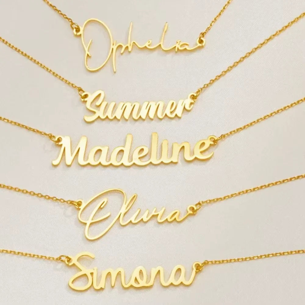 Collier personnalisé avec nom, pendentif minimaliste en acier inoxydable personnalisé, chaîne de clavicule, cadeau pour la Saint-Valentin