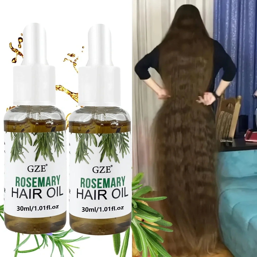 Huile de romarin GZE pour cheveux, huile capillaire au romarin pour le cuir chevelu, tous types et textures |   Cheveux raides, ondulés et traités chimiquement : fortifiant