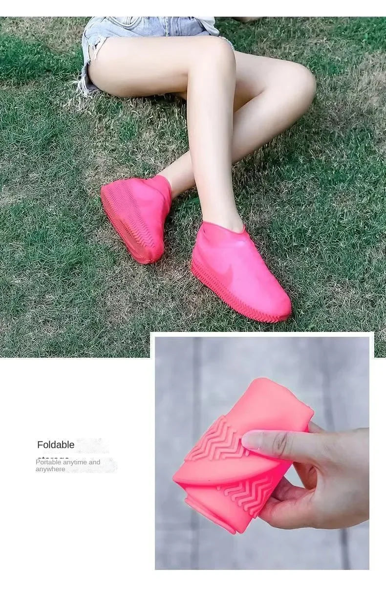 1 paire de couvre-chaussures imperméables en Silicone, en caoutchouc résistant aux lèvres, équipement de pluie, accessoires pour les jours de pluie en plein air