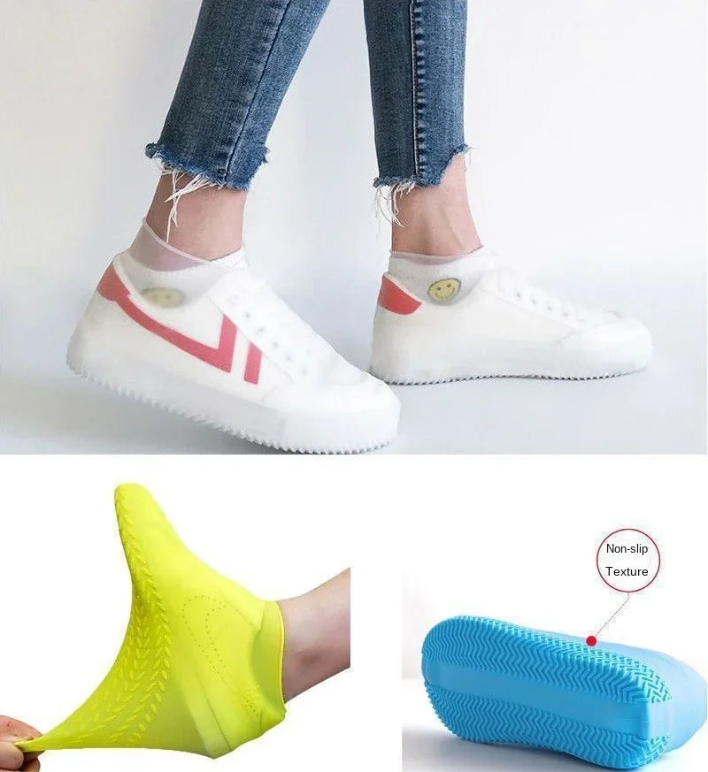 1 paire de couvre-chaussures imperméables en Silicone, en caoutchouc résistant aux lèvres, équipement de pluie, accessoires pour les jours de pluie en plein air